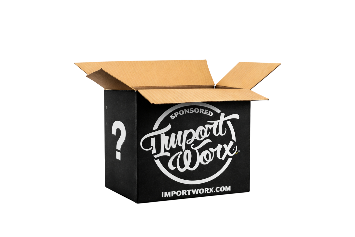 Black box with 'ImportWorx' branding and a question mark on a white background