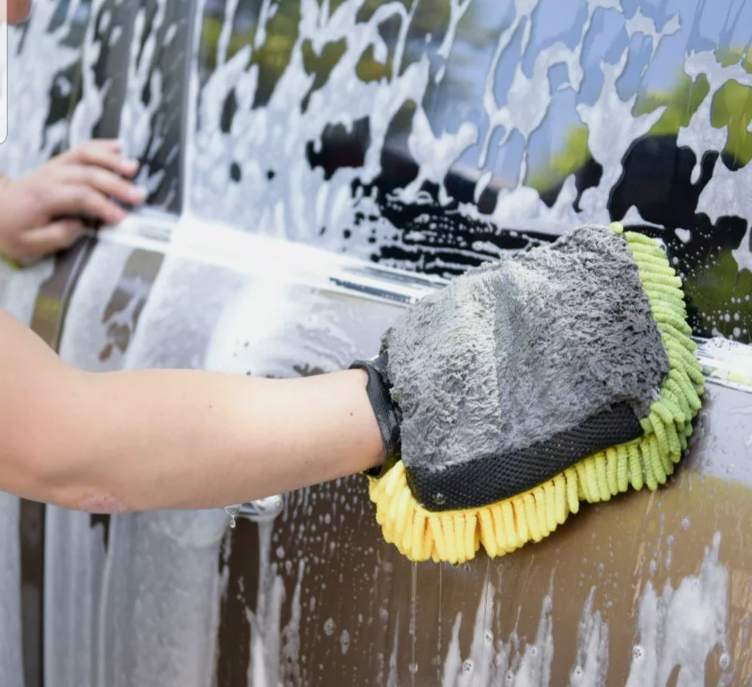 ImportWorx Microfiber & Chenille 3 in 1 Yellow/Gray Wash Mitt 12"