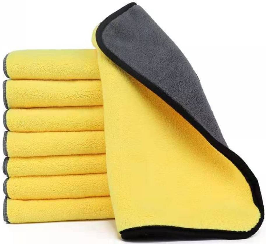 ImportWorx Double Sided Yellow/Gray Coral Fleece Microfiber Towels 16" x 12"