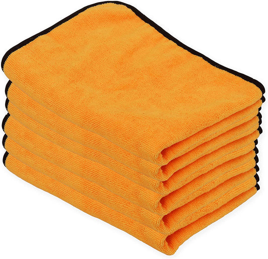 ImportWorx 400 GSM Binding Long/Short Double Sided Microfiber Towels, 16" x 16" Gold/Black