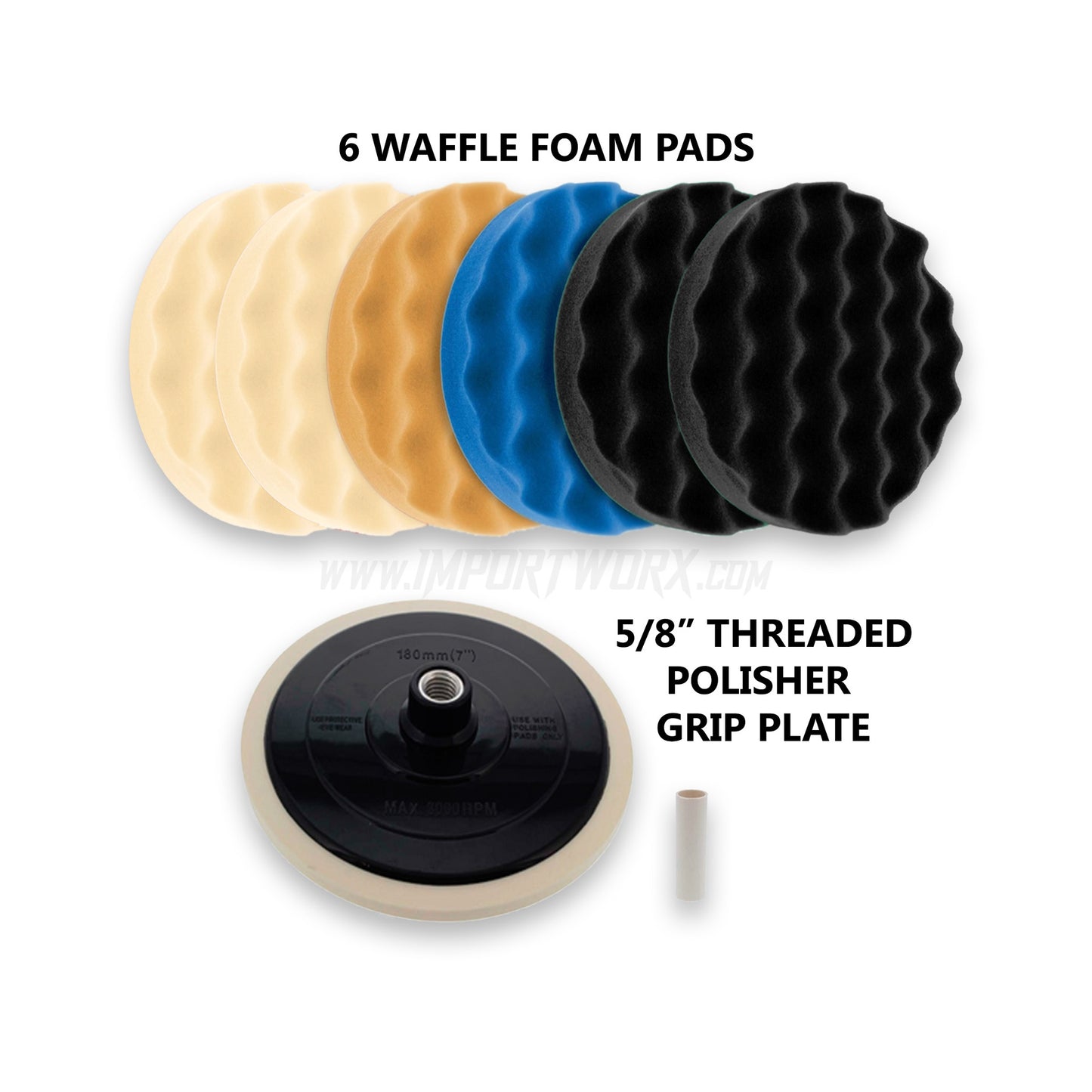 ImportWorx 9" Waffle Polishing Pads 7 Pack