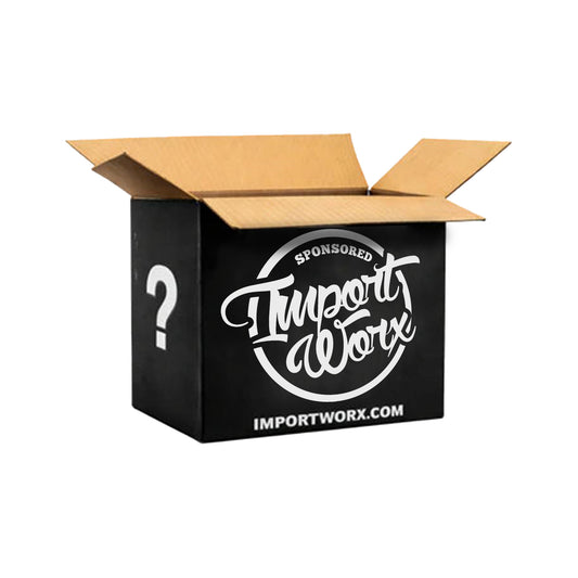 Sponsored Mystery Box with question Mark and ImportWorx Branding 