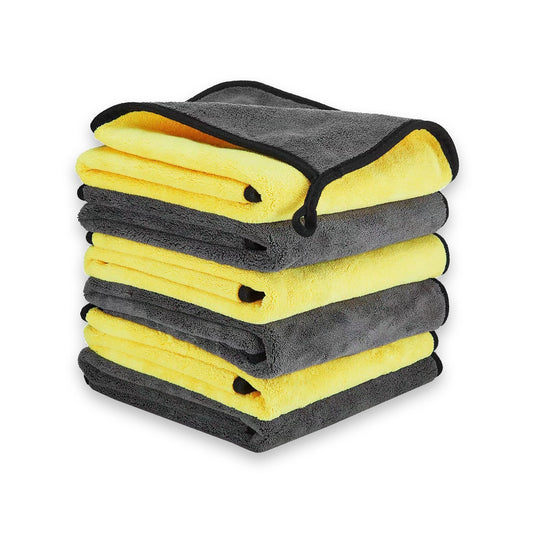 ImportWorx Double Sided Yellow/Gray Coral Fleece Microfiber Towels 16" x 12"