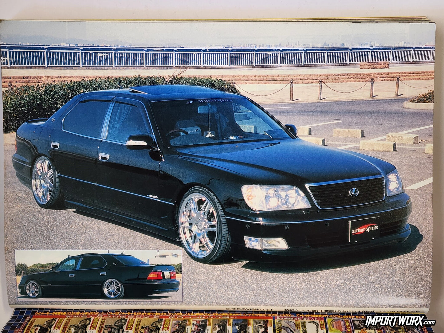Champ Road June 2005 issue feature spread with Artisan Spirits Lexus LS400 Toyota Celsior showcased in VIP style.