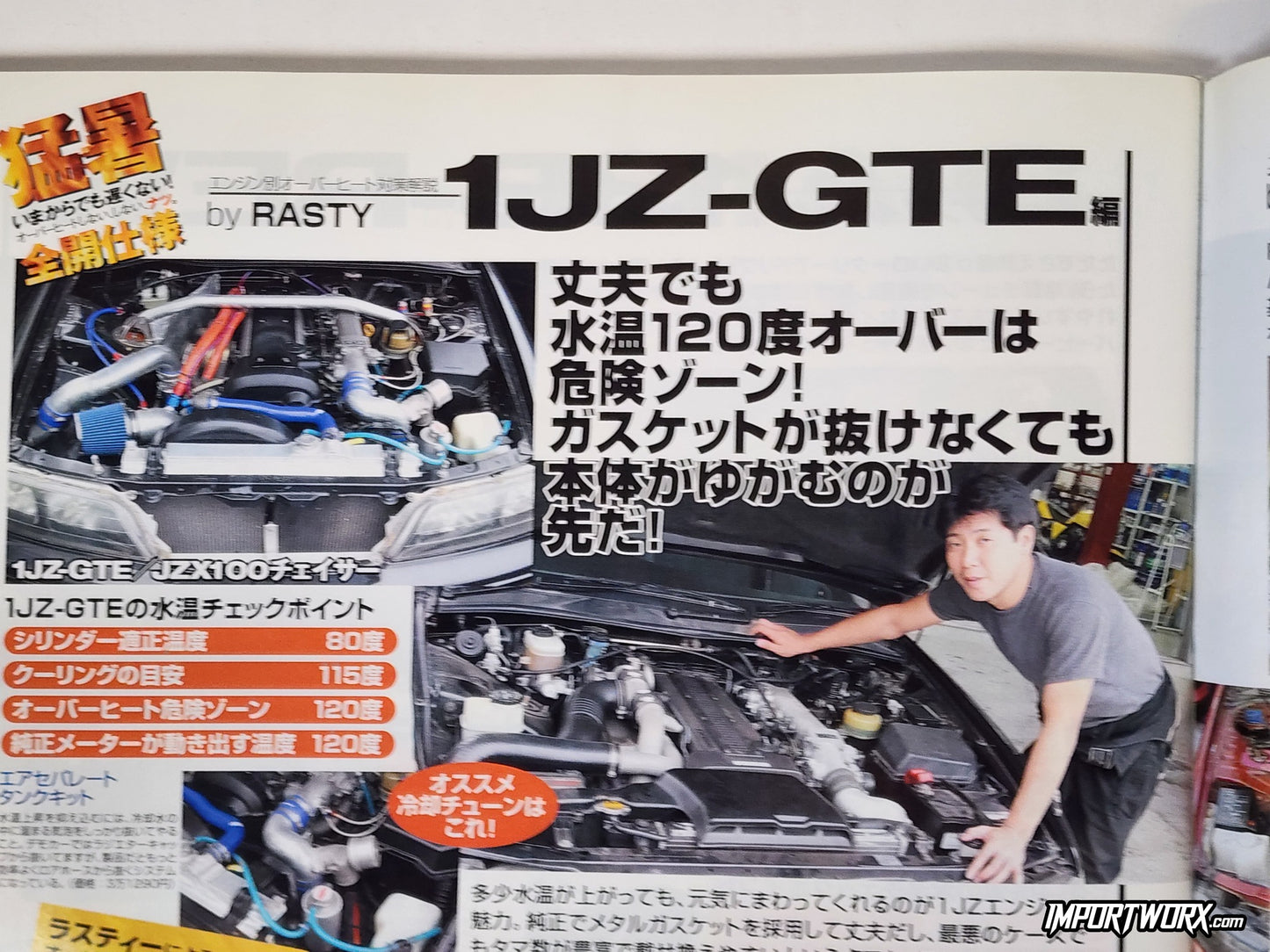 Toyota 1JZ-GTE engine detailed feature in Drift Tengoku magazine, August 2007.