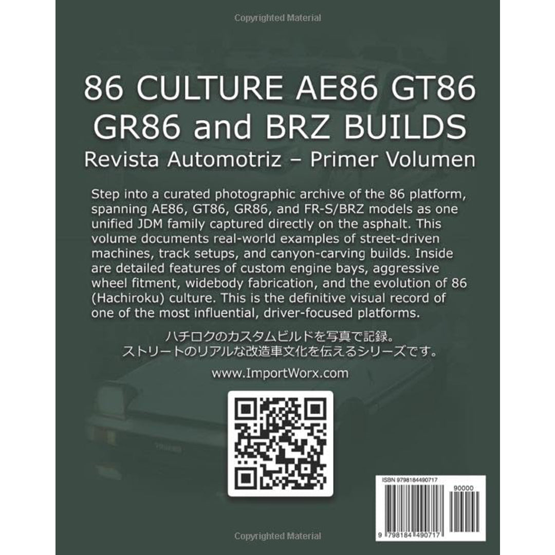 PRE-ORDER: ImportWorx: 86 Culture AE86 GT86 GR86 and BRZ Builds Photobook – Vol. 1