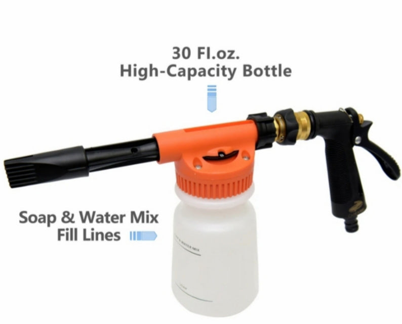 Professional High Foam Spray Gun Cannon Orange 32oz (2-1, Garden Hose/Pressure Washer)