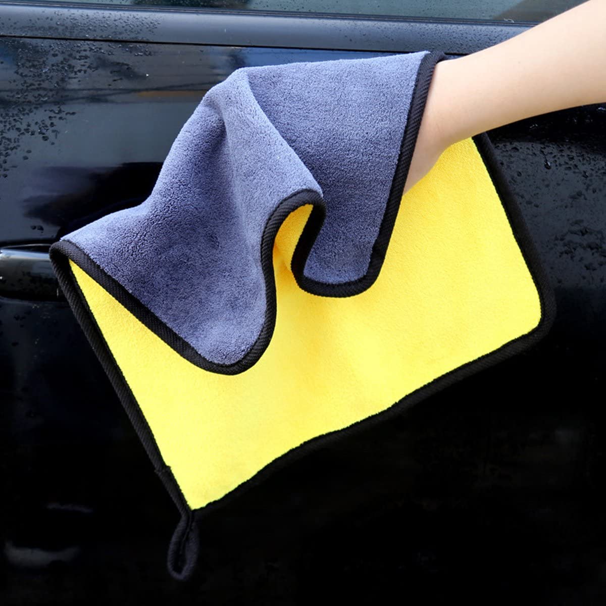 ImportWorx Double Sided Yellow/Gray Coral Fleece Microfiber Towels 16" x 12"