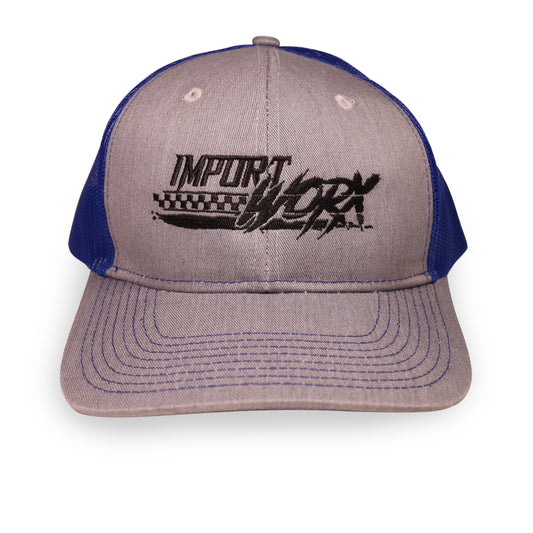 ImportWorx Checkered Blue Embroidered Snapback Trucker Hat