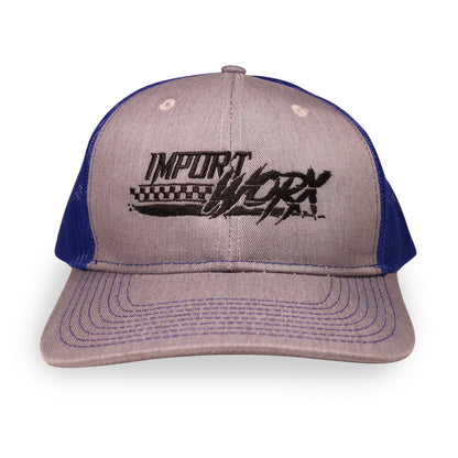 ImportWorx Checkered Blue Embroidered Snapback Trucker Hat