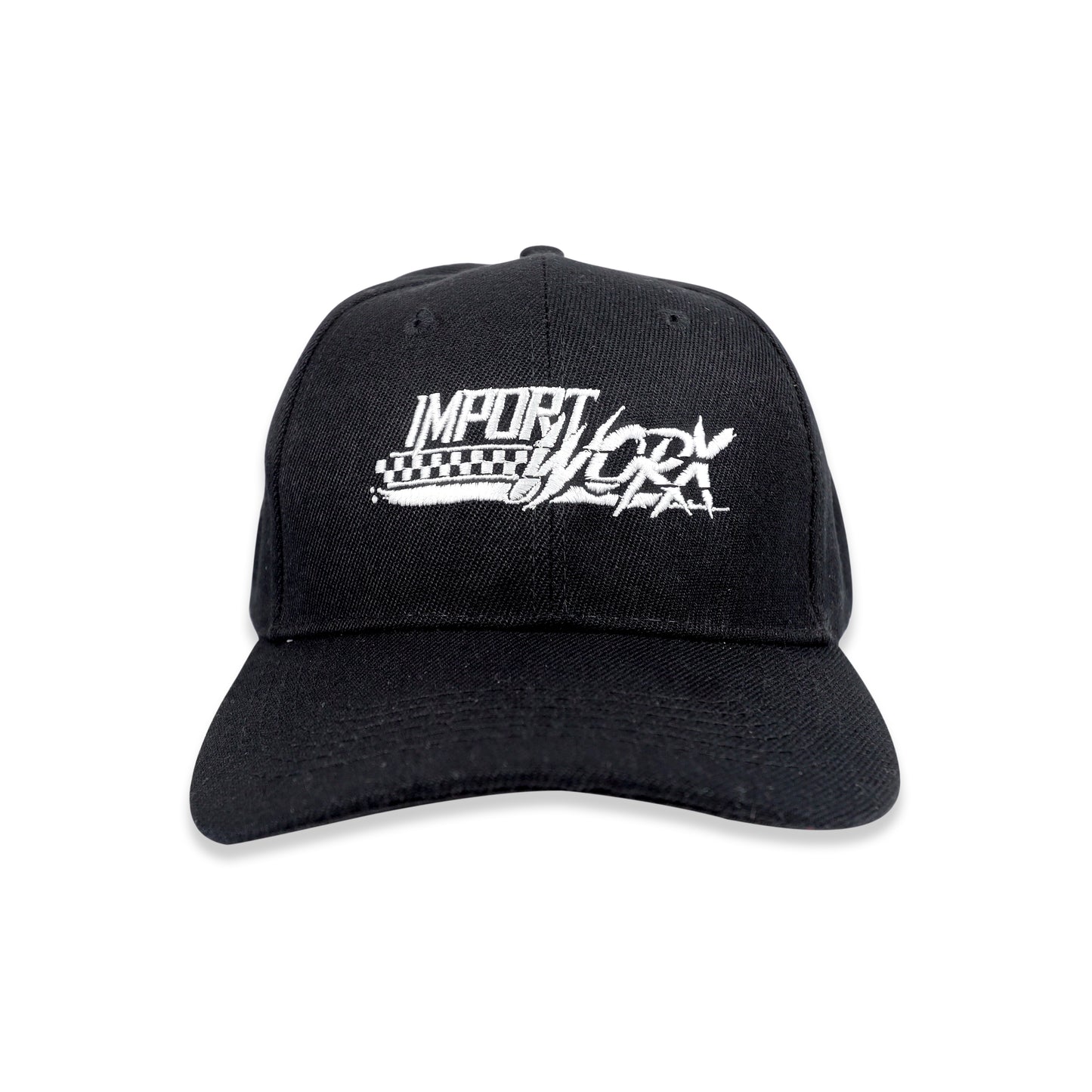 ImportWorx Black Checkered Embroidered Veclro Strap Hat