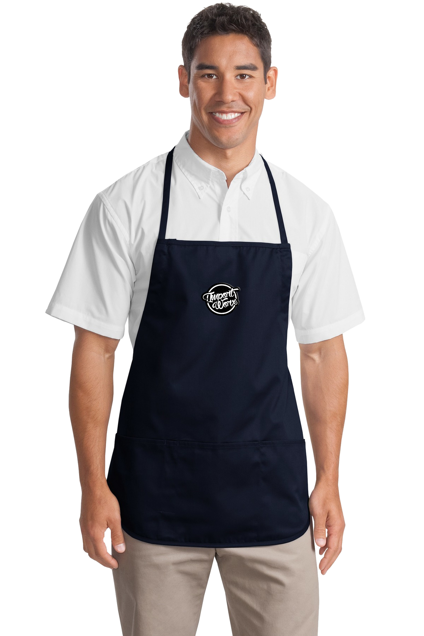 ImportWorx Classic Circle Embroidered Three-Pocket Apron