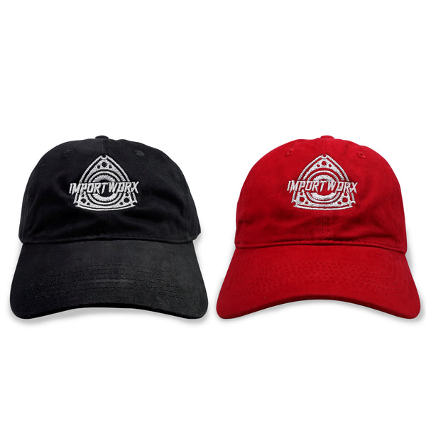 ImportWorx Black/Red Rotary Buckle Dad Hat Embroidered